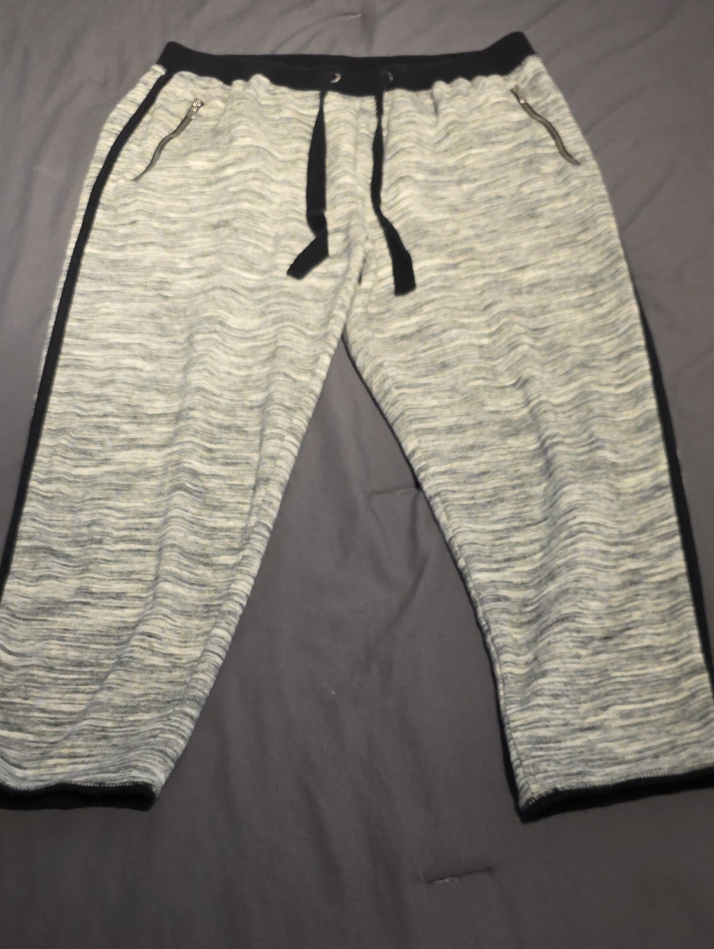 a.n.a Heather Gray Knit Jogger Pants with Black Trim